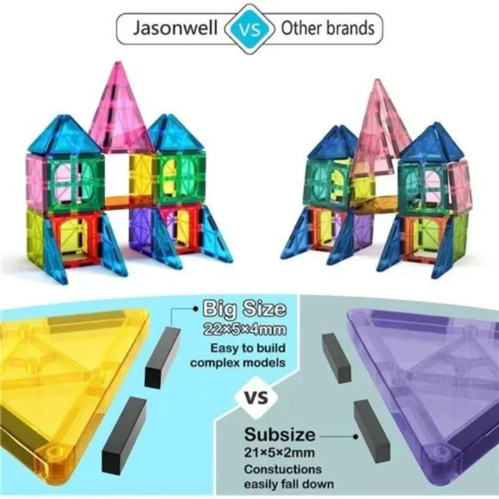 100pcs Magnetic Tiles Building Blocks Set for Boys Girls Preschool Educational